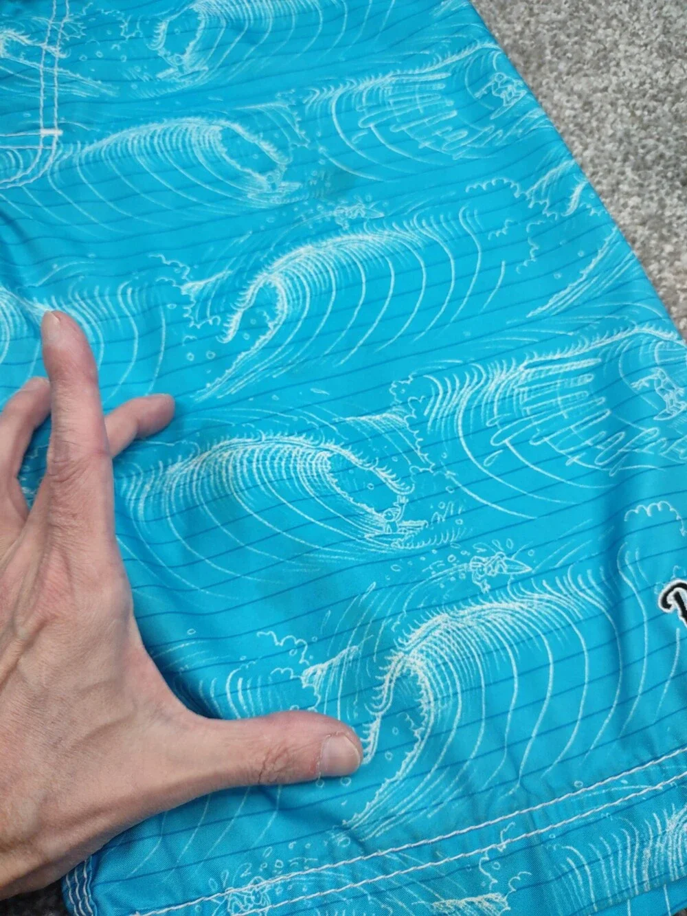 Billabong Boardshorts Men 29 Blue Ocean Wave Beer Stained Beach Volleyball Pong